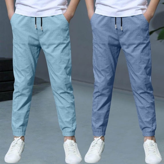 JUSLIO Boys Sweatpants Linen 2 Pack Solid Color Casual Back to School Joggers Pants 3 Years