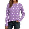 thumbnail image 1 of JUSLIO Button-Up Blouses for Women Polka Dot Graphic Shirts Tops Fashion Long sleeve Round Neck Shirts Tops Purple L, 1 of 7