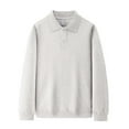 thumbnail image 1 of JUSLIO Button-Up Long Sleeve T Shirts for Men Cotton Relaxed Fit Tops Solid Long sleeve Collar Tops Silver 5XL, 1 of 5