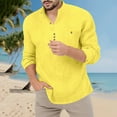 thumbnail image 1 of JUSLIO Button-Up Long Sleeve T Shirts for Men Cotton Solid Cardigans Fashion Long sleeve Stand Collar Cardigans Yellow M, 1 of 9