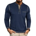 thumbnail image 1 of JUSLIO Button-Up Long Sleeve T Shirts for Men Cotton with Pockets Tops Solid Long sleeve Round Neck Tops Navy 3XL, 1 of 7