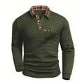 thumbnail image 1 of JUSLIO Button-Up Long Sleeve T Shirts for Men Plaid Pullover Sweatshirts with Pockets Long sleeve Collar Sweatshirts Army Green L, 1 of 3