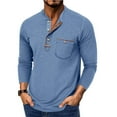 thumbnail image 1 of JUSLIO Button-Up Mens Shirts with Pockets Casual Cardigans Fashion Long sleeve Round Neck Cardigans Light Blue M, 1 of 7