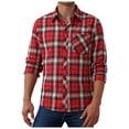 thumbnail image 1 of JUSLIO Button-Up Shirts for Men Plaid Casual Tops Fashion Long sleeve Collar Tops Red 5XL, 1 of 5