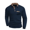 thumbnail image 1 of JUSLIO Button-Up Shirts for Men Plaid Pullover Sweatshirts with Pockets Long sleeve Collar Sweatshirts Navy XL, 1 of 3