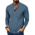 thumbnail image 1 of JUSLIO Button-Up Shirts for Men with Pockets Casual Cardigans Fashion Long sleeve Round Neck Cardigans Blue S, 1 of 7