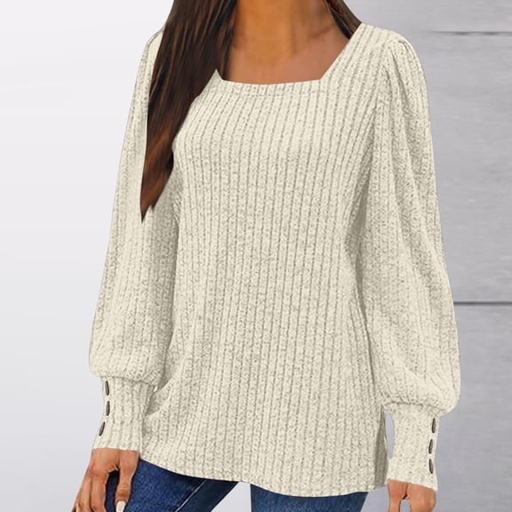 JUSLIO Button-Up Shirts for Women Casual Solid Blouses Fashion Long sleeve Turtleneck Blouses Beige 2XL