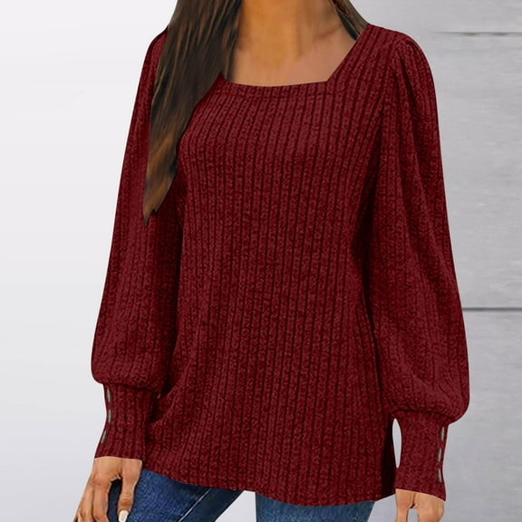 JUSLIO Button-Up Shirts for Women Casual Solid Blouses Fashion Long sleeve Turtleneck Blouses Wine XL