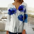 thumbnail image 1 of JUSLIO Button-Up Women Tops Pullover Graphic Shirts Ruched Long sleeve V Neck Shirts Multicolor 5XL, 1 of 5