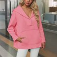 thumbnail image 1 of JUSLIO Button-Up Women Tops with Pockets Hoodies Sweatshirts Solid Long sleeve V Neck Sweatshirts Pink XL, 1 of 8