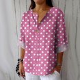 thumbnail image 1 of JUSLIO Button-Up Womens Blouses Polka Dot Relaxed Fit Shirts Tops Fashion Long sleeve V Neck Shirts Tops Pink M, 1 of 5