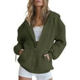 thumbnail image 1 of JUSLIO Button-Up Womens Blouses Solid Hoodies Sweatshirts Fashion Long sleeve V-Neck Sweatshirts Green M, 1 of 6