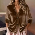thumbnail image 1 of JUSLIO Button-Up Womens Blouses Velvet Fleece Cardigans Fashion Long sleeve V Neck Cardigans Brown M, 1 of 6