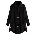 thumbnail image 1 of JUSLIO Button-Up Womens Shirts Fleece with Pockets Blouses Solid Long sleeve Collar Blouses Black L, 1 of 3
