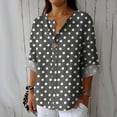 thumbnail image 1 of JUSLIO Button-Up Womens Shirts Polka Dot Relaxed Fit Blouses Fashion Long sleeve V Neck Blouses Gray 2XL, 1 of 5