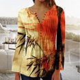thumbnail image 1 of JUSLIO Button-Up Womens Shirts Pullover Graphic Blouses Ruched Long sleeve V Neck Blouses Multicolor 4XL, 1 of 5