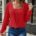 thumbnail image 1 of JUSLIO Button-Up Womens Shirts Relaxed Fit Pullover Blouses Solid Long sleeve Blouses Red S, 1 of 9