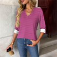 thumbnail image 1 of JUSLIO Button-Up Womens Shirts Striped Graphic Blouses Fashion Long sleeve V Neck Blouses Purple S, 1 of 7
