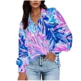 thumbnail image 1 of JUSLIO Button-Up Womens Tops Casual Solid Blouses Fashion Long sleeve Collar Blouses Blue XL, 1 of 7