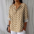 thumbnail image 1 of JUSLIO Button-Up Womens Tops Polka Dot Relaxed Fit Blouses Fashion Long sleeve V Neck Blouses Khaki S, 1 of 5