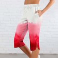 thumbnail image 1 of JUSLIO Capris for Women Elastic Waist, Drawstring with Pockets Fashion Print Workout Casual Split Hem Capri Pants, 1 of 7