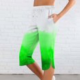 thumbnail image 1 of JUSLIO Capris for Women with Pockets, Fashion Print Elastic Waist Drawstring Workout Casual Split Hem Capri Pants, 1 of 7