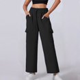 thumbnail image 1 of JUSLIO Cargo Pants for Women Comfortable Casual Pockets Pants for Women Wide leg Pants Black L, 1 of 8