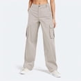 thumbnail image 1 of JUSLIO Cargo Pants for Women Comfortable Casual Pockets Wide Leg Pants Yellow L, 1 of 9
