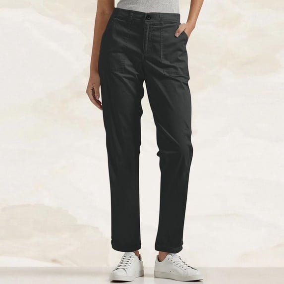 JUSLIO Cargo Pants for Women Comfortable Pockets Casual Black L