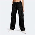 thumbnail image 1 of JUSLIO Cargo Pants for Women Comfortable Pockets Casual Wide Leg Pants Black L, 1 of 9