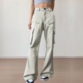 thumbnail image 1 of JUSLIO Cargo Pants for Women Zipper Pockets Casual Comfortable Straight Leg Wide Leg Pants Bell-bottoms Beige L, 1 of 6