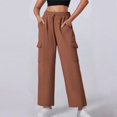 thumbnail image 1 of JUSLIO Cargo Pants for Women Plus Size Comfortable Casual Pockets Pants for Women Wide leg Pants Brown 3XL, 1 of 8