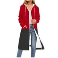 thumbnail image 1 of JUSLIO Color Block Blouses for Women Zipper Hoodies Sweatshirts with Pockets Long sleeve Sweatshirts Red XL, 1 of 5