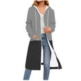 thumbnail image 1 of JUSLIO Color Block Womens Blouses Zipper Hoodies Sweatshirts with Pockets Long sleeve Sweatshirts Gray M, 1 of 5