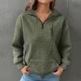 thumbnail image 1 of JUSLIO Cotton Blouses for Women Zipper Relaxed Fit Sweatshirts Solid Long sleeve Collar Sweatshirts Army Green L, 1 of 9