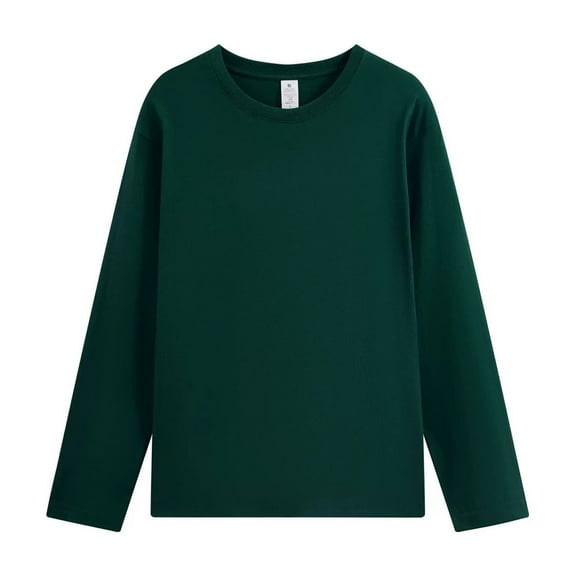 JUSLIO Cotton Long Sleeve T Shirts for Men Pullover Solid Tops Fashion Long sleeve Round Neck Tops Army Green XL