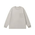 thumbnail image 1 of JUSLIO Cotton Mens Shirts Pullover with Pockets Tops Solid Long sleeve Round Neck Tops Gray M, 1 of 5