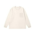 thumbnail image 1 of JUSLIO Cotton Mens Shirts Pullover with Pockets Tops Solid Long sleeve Round Neck Tops Khaki S, 1 of 3