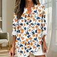 thumbnail image 1 of JUSLIO Cotton Shirts for Women Relaxed Fit Graphic Blouses Irregular Print Long sleeve V Neck Blouses Yellow L, 1 of 5