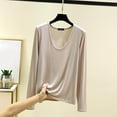 thumbnail image 1 of JUSLIO Cotton Tops for Women Casual Solid Blouses Fashion Long sleeve Round Neck Blouses Beige 3XL, 1 of 6