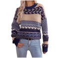 thumbnail image 1 of JUSLIO Cotton Women Tops Knit Graphic Blouses Fashion Long sleeve Round Neck Blouses Navy XL, 1 of 9