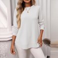 thumbnail image 1 of JUSLIO Cotton Women Tops Pullover Solid Blouses Fashion Long sleeve Round Neck Blouses White S, 1 of 6