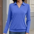 thumbnail image 1 of JUSLIO Cotton Women Tops Relaxed Fit Knit Blouses Solid Long sleeve V Neck Blouses Blue S, 1 of 6
