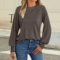 thumbnail image 1 of JUSLIO Cotton Womens Blouses Casual Solid Shirts Tops Fashion Long sleeve Round Neck Shirts Tops Coffee S, 1 of 6