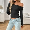 thumbnail image 1 of JUSLIO Cotton Womens Shirts Ruched Solid Blouses Fashion Long sleeve Blouses Black M, 1 of 6
