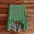 thumbnail image 1 of JUSLIO Cotton Womens Tops Pullover Knit Blouses Solid Long sleeve Round Neck Blouses Green L, 1 of 7