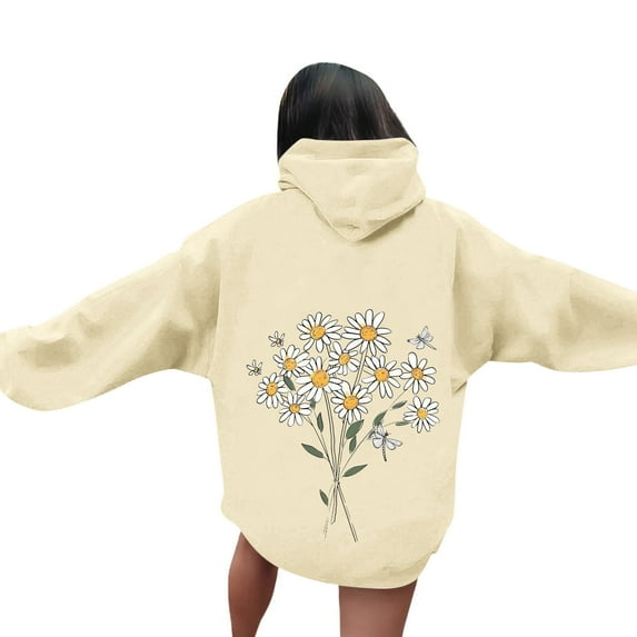 JUSLIO Crewneck Ladies Sweatshirts Hooded Graphic Hoodies Long Sleeve Casual Comfortable Everyday Sweatshirts