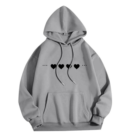JUSLIO Crewneck Ladies Sweatshirts Hooded Hearts Graphic Hoodies Long Sleeve Casual Comfortable Everyday Sweatshirts