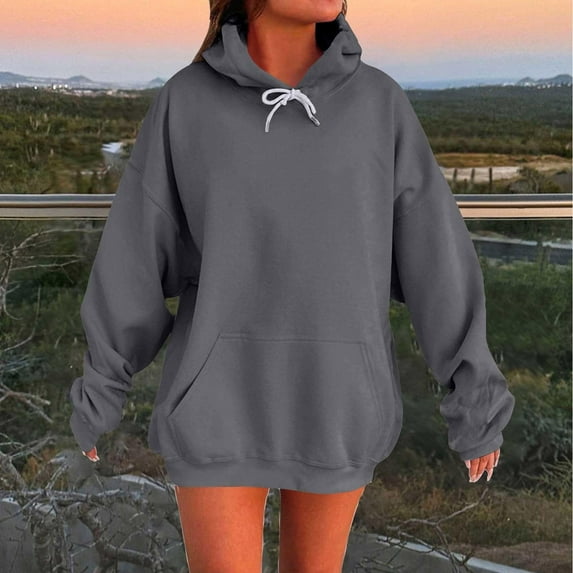 JUSLIO Crewneck Womens Sweatshirts Hooded Solid Hoodies Everyday Fall / Winter Long Sleeve Casual Comfortable Sweatshirts