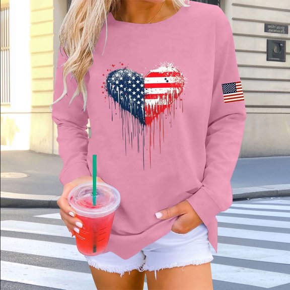 JUSLIO Crewneck Womens Sweatshirts Hoodless Graphic Hoodies Everyday Long Sleeve Casual Comfortable Sweatshirts